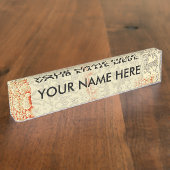 ヴィンテージピンクグレー植物学フローラ デスクネームプレート (側面)