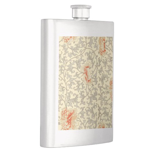 ヴィンテージピンクグレー植物学フローラ フラスク (右)