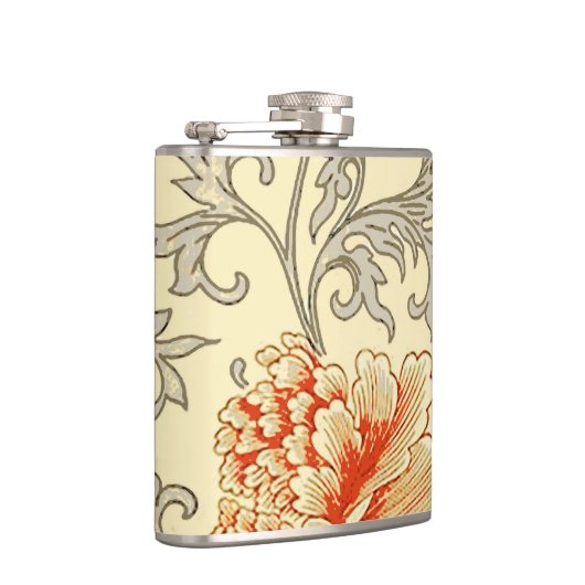 ヴィンテージピンクグレー植物学フローラ フラスク (右)