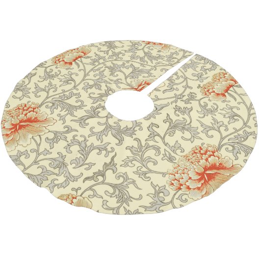 ヴィンテージピンクグレー植物学フローラ ブラッシュドポリエステルツリースカート (アングル)