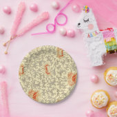 ヴィンテージピンクグレー植物学フローラ ペーパープレート (パーティー)