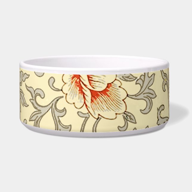 ヴィンテージピンクグレー植物学フローラ ボウル (正面)