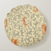 ヴィンテージピンクグレー植物学フローラ ラウンドクッション (裏面)