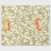 ヴィンテージピンクグレー植物学フローラ ラッピングペーパー (フラット)