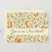 ヴィンテージピンクグレー植物学フローラ 招待状 (正面/裏面)