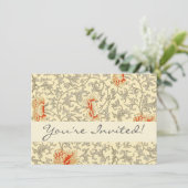 ヴィンテージピンクグレー植物学フローラ 招待状 (スタンド正面)