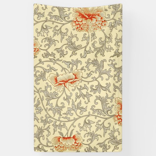 ヴィンテージピンクグレー植物学フローラ 横断幕 (縦)