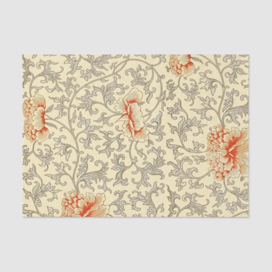 ヴィンテージピンクグレー植物学フローラ 薄葉紙 (正面)