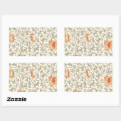 ヴィンテージピンクグレー植物学フローラ 長方形シール (シート)