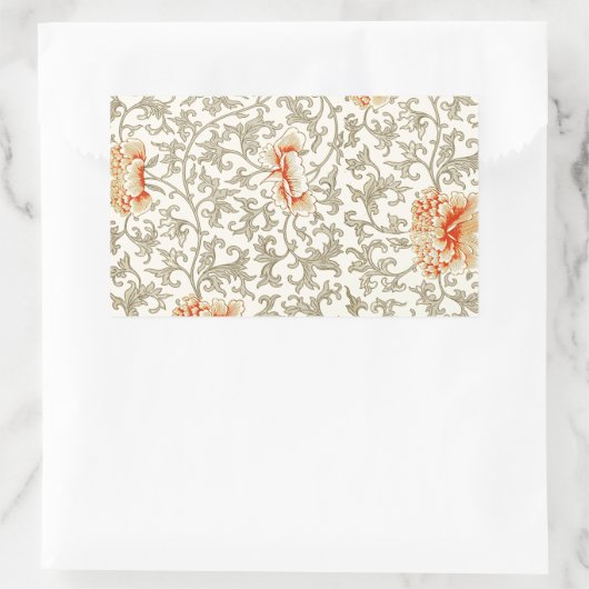 ヴィンテージピンクグレー植物学フローラ 長方形シール (バッグ)