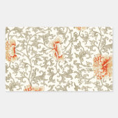 ヴィンテージピンクグレー植物学フローラ 長方形シール (正面)