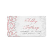 ヴィンテージピンクグレー結婚フローラ住所 シール (正面)