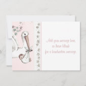 ヴィンテージピンクコウノトリ赤ちゃんシャワー サンキューカード (裏面)