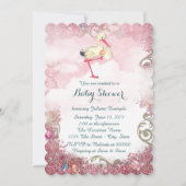 ヴィンテージピンクコウノトリ 招待状 (裏面)