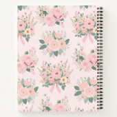 ヴィンテージピンクコケットフローラ弓エステティックフラワー ノートブック (裏面)
