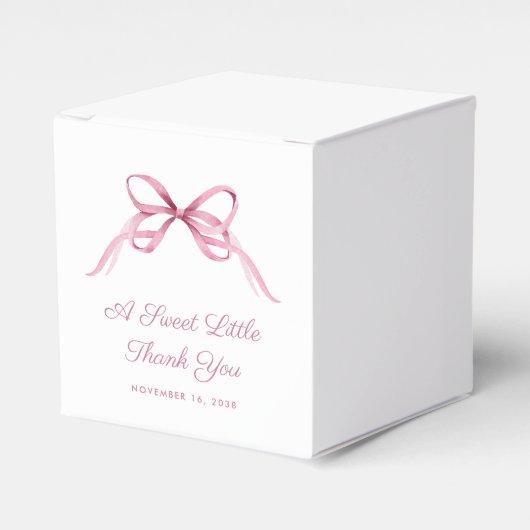 ヴィンテージピンクコケット弓ベビーガールシャワー フェイバーボックス (正面サイド)