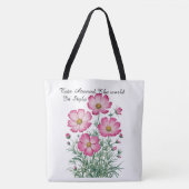 ヴィンテージピンクコスモスウォーターカラートートバッグ トートバッグ (正面)