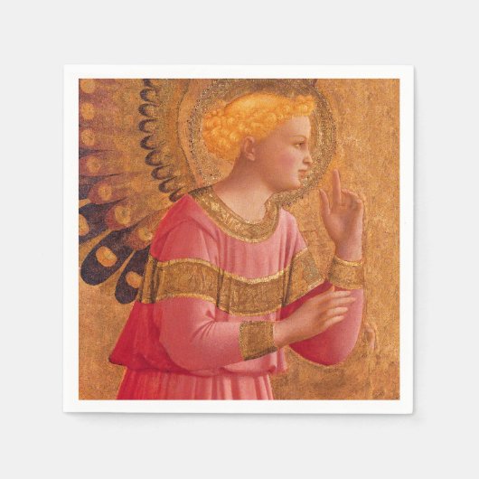 ヴィンテージピンクゴールデンクリスチャンエンジェル スタンダードカクテルナプキン (正面)