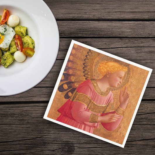 ヴィンテージピンクゴールデンクリスチャンエンジェル スタンダードカクテルナプキン