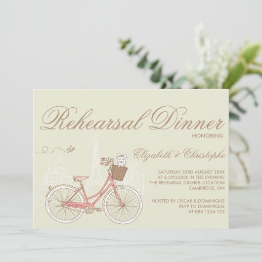ヴィンテージピンクサイクリハーサルディナー招待状 招待状 (スタンド正面)
