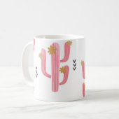 ヴィンテージピンクサボテン水彩模様 コーヒーマグカップ (正面左)