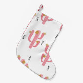 ヴィンテージピンクサボテン水彩模様 スモールクリスマスストッキング (正面 (吊り時))