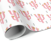 ヴィンテージピンクサボテン水彩模様 ラッピングペーパー (ロールコーナー)