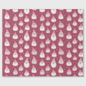 ヴィンテージピンクサンタクリスマスラッピング紙 ラッピングペーパー (フラット)