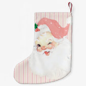 ヴィンテージピンクサンタクロースウィンククリスマスストッキング スモールクリスマスストッキング (裏面)