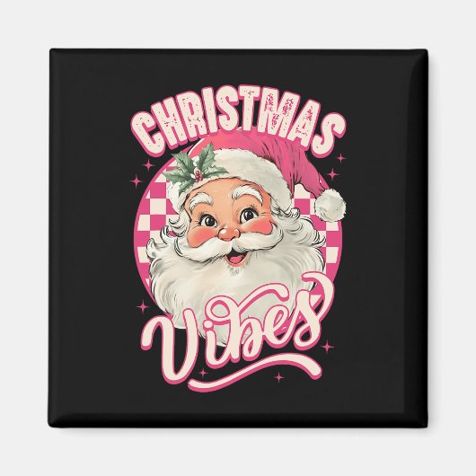 ヴィンテージピンクサンタクロースピンククリスマスビーブパハ マグネット (正面)