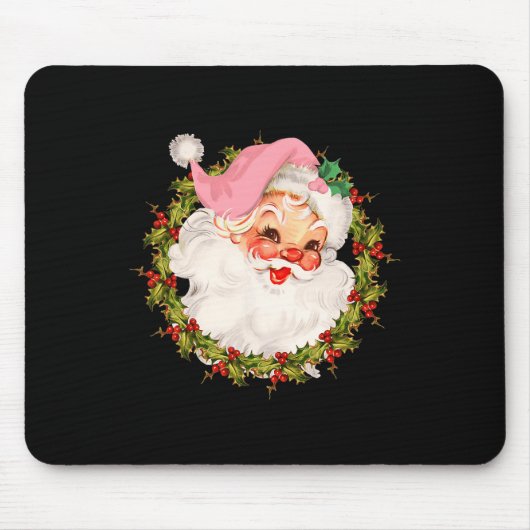 ヴィンテージピンクサンタクロースメリークリスマスパジャマX マウスパッド (正面)