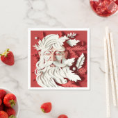 ヴィンテージピンクサンタクロース顔 スタンダードカクテルナプキン (インサイチュ)