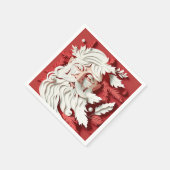 ヴィンテージピンクサンタクロース顔 スタンダードカクテルナプキン (角)