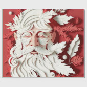 ヴィンテージピンクサンタクロース顔 ラッピングペーパー (フラット)