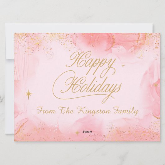 ヴィンテージピンクサンタズライトインダークリスマス シーズンカード (裏面)