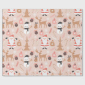 ヴィンテージピンクサンタトナディアクリスマスラップ ラッピングペーパー (フラット)