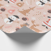 ヴィンテージピンクサンタトナディアクリスマスラップ ラッピングペーパー (角)