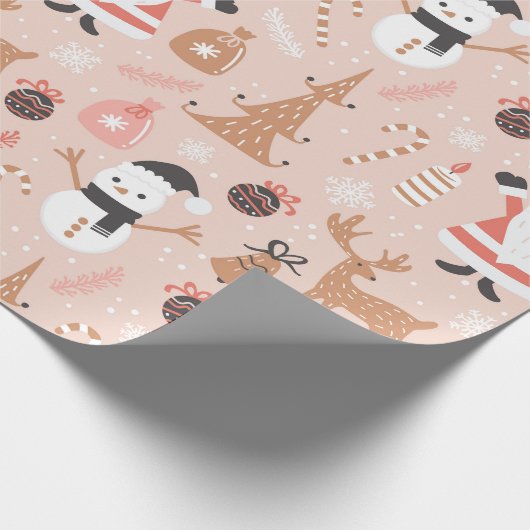 ヴィンテージピンクサンタトナディアクリスマスラップ ラッピングペーパー (角)