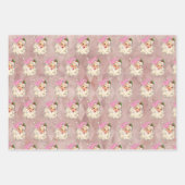 ヴィンテージピンクサンタバラ金ゴールドグリッターフォイルルック ラッピングペーパーシート (正面3)