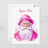 ヴィンテージピンクサンタレトロパーソナライズされたクリスマス ポストカード (正面/裏面)