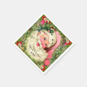 ヴィンテージピンクサンタ スタンダードカクテルナプキン (角)