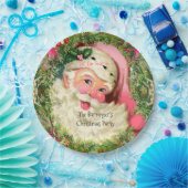 ヴィンテージピンクサンタ ペーパープレート (パーティー)