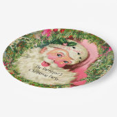 ヴィンテージピンクサンタ ペーパープレート (アングル)