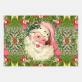 ヴィンテージピンクサンタ ラッピングペーパーシート (正面3)