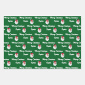 ヴィンテージピンクサンタ | 名前をカスタムするメリークリスマス ラッピングペーパーシート (正面2)