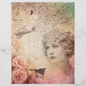 ヴィンテージピンクシャビービクトリアンレディースクラップブック紙 (正面)