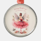ヴィンテージピンクシュガープラム妖精クリスマスオーナメント メタルオーナメント (正面)