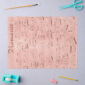 ヴィンテージピンクシート音楽デコページティッシュペーパー 薄葉紙 (クラフト)