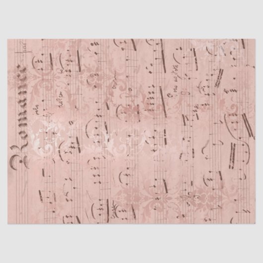 ヴィンテージピンクシート音楽デコページティッシュペーパー 薄葉紙 (正面)