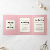 ヴィンテージピンクスイートピーとイニシャルフローラ結婚ズ 三つ折り招待状 (内部)